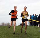 Dan Garbutt (Durham City)  and Jack Martin (Stockport) during the senior mens North Eastern Cross Country, Champs., Temple Park, South Shields. Photo: David T. Hewitson/Sports for All Pics